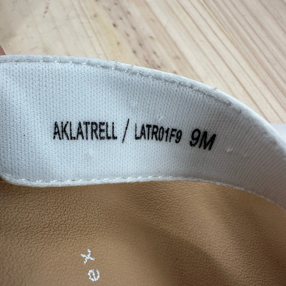 Anne Klein Aklatrell Wedge Slide Sandals SZ 9 White Strappy Comfort Lalasa